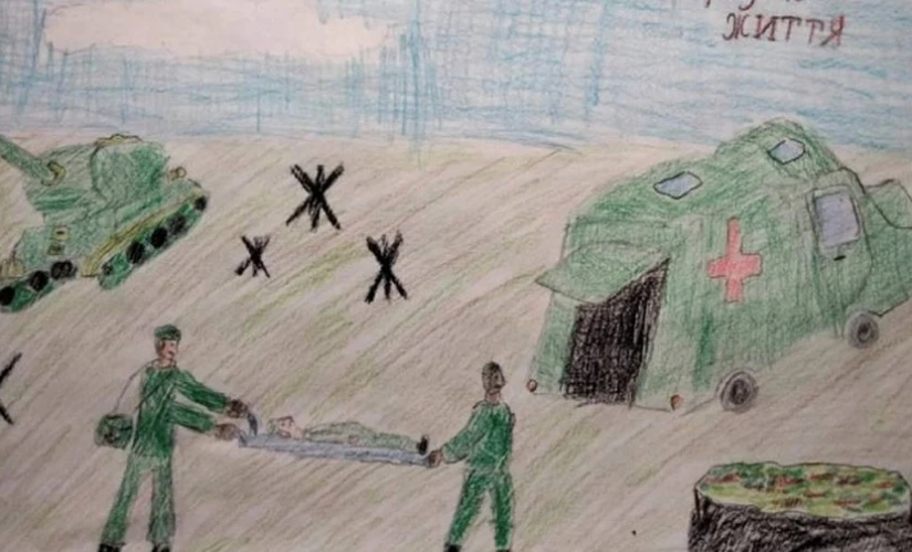 Crianças fazem desenhos para superar traumas da guerra