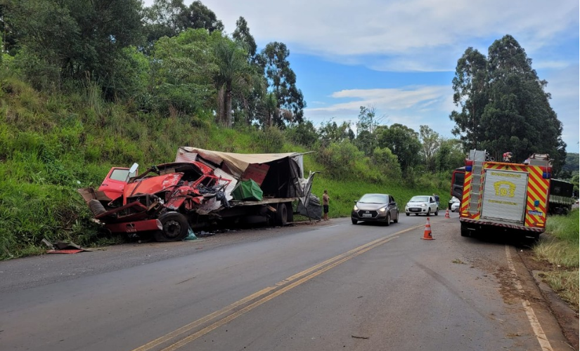Motorista do caminhão morreu no local, segundo bombeiros — Foto: Divonei Ravanello/RPC Guarapuava